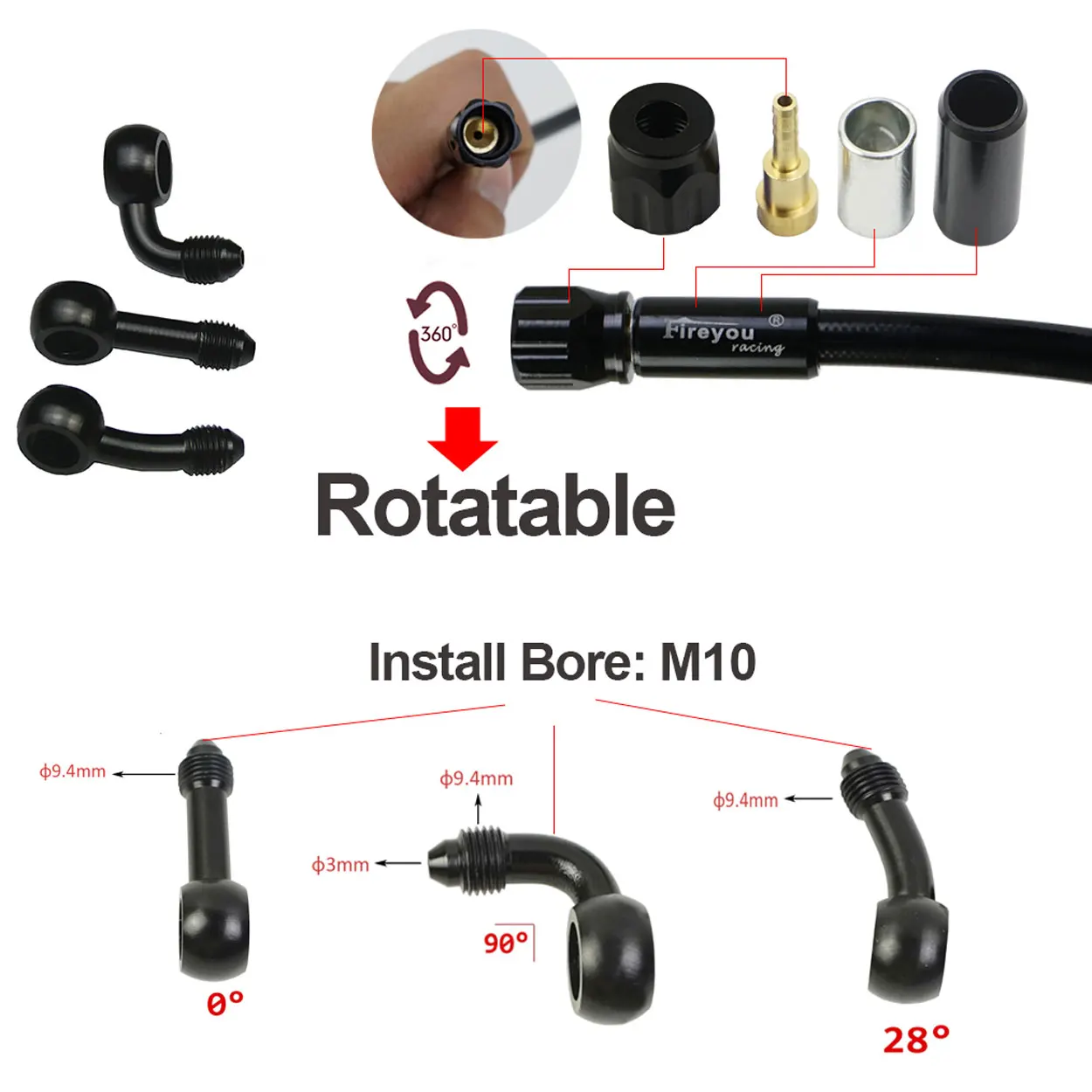 AN3 Braided Brake Hose Motorcy - Motorcycle Brake Cable recension och pris